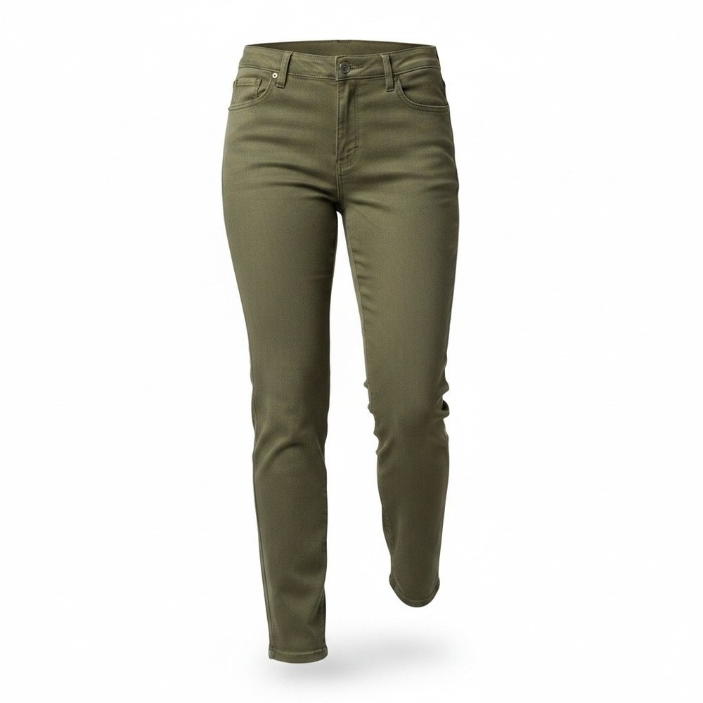 Gloria Vanderbilt Amanda Jeans Womens 14 Olive Green High Rise Straight 34x28
